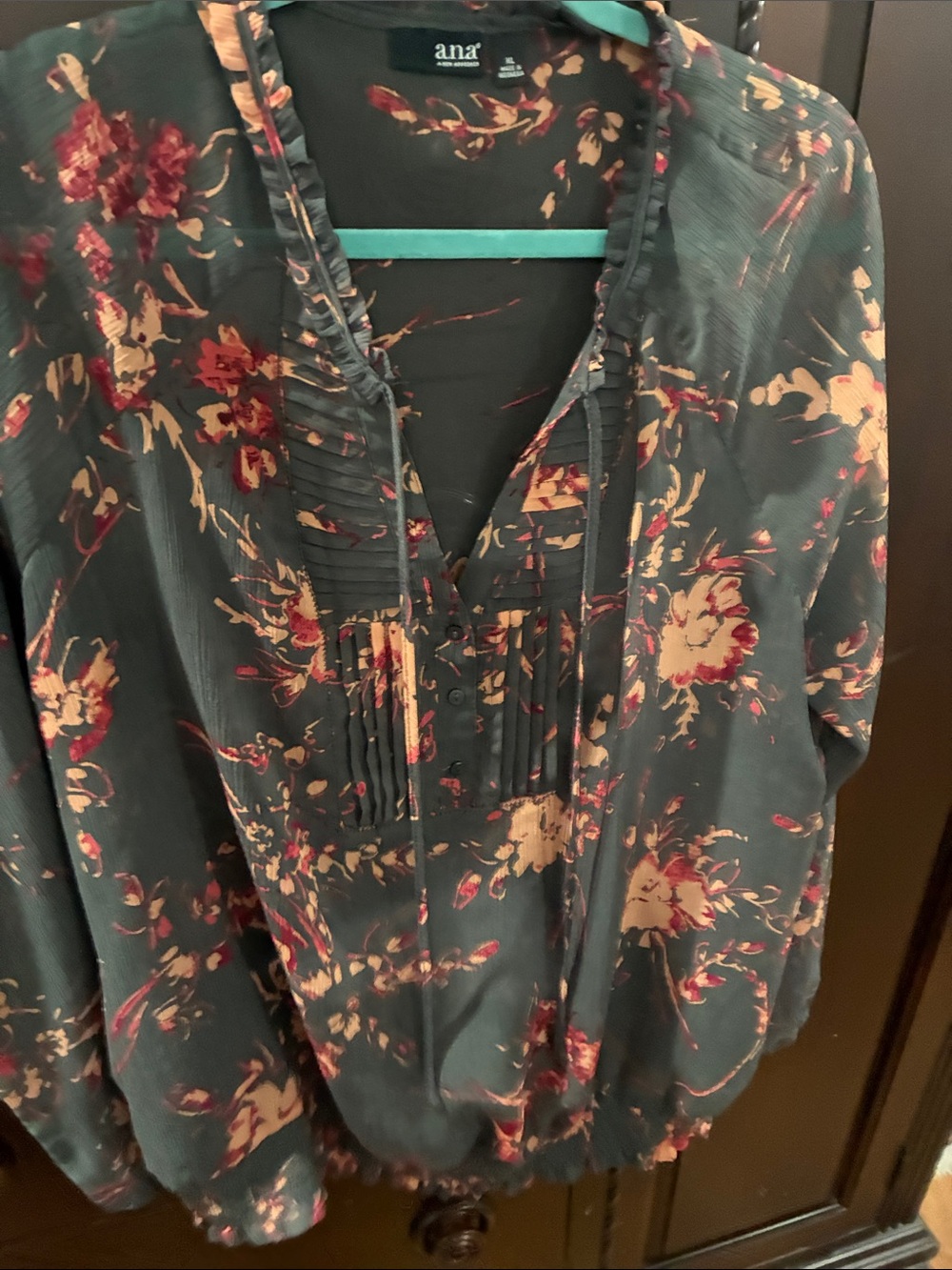 a.n.a Floral Pintuck Blouse